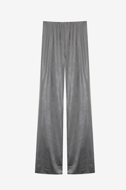 Pantaloni Svasati In Viscosa Silver Effetto Pelle | MARINELLA GALLONI