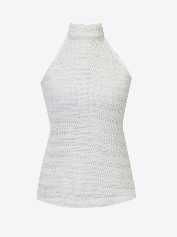 Top Collo Alto Senza Maniche Crochet Bianco| MARINELLA GALLONI