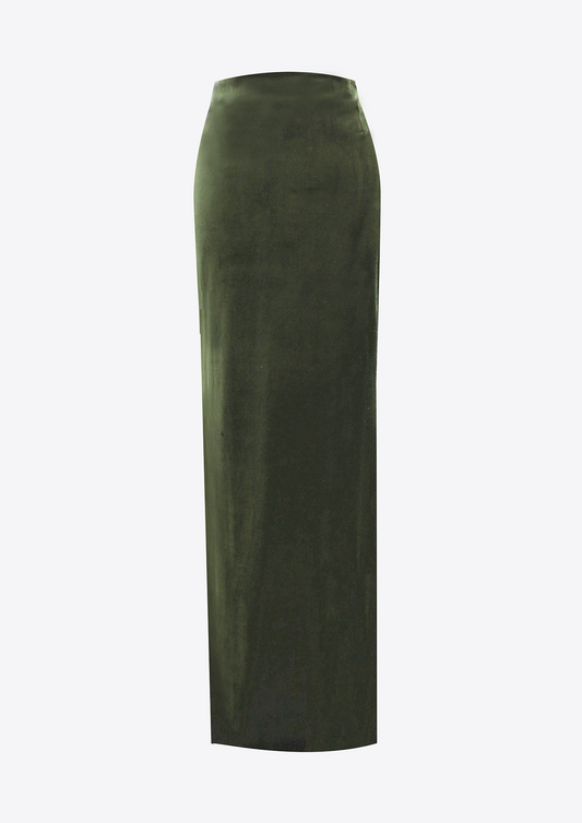 Green Velvet Long Skirt | MARINELLA GALLONI