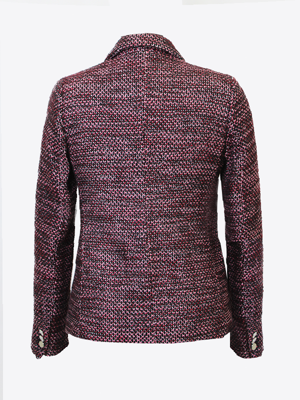 Giacca Sartoriale Doppiopetto Tweed Mélange Rosa Bordeaux E Nero | MARINELLA GALLONI