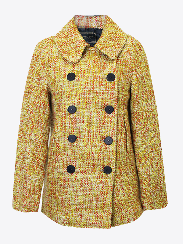 Caban Doppiopetto Tweed Mélange Giallo E Arancio | MARINELLA GALLONI