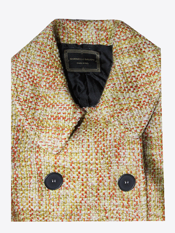 Caban Doppiopetto Tweed Mélange Giallo E Arancio | MARINELLA GALLONI