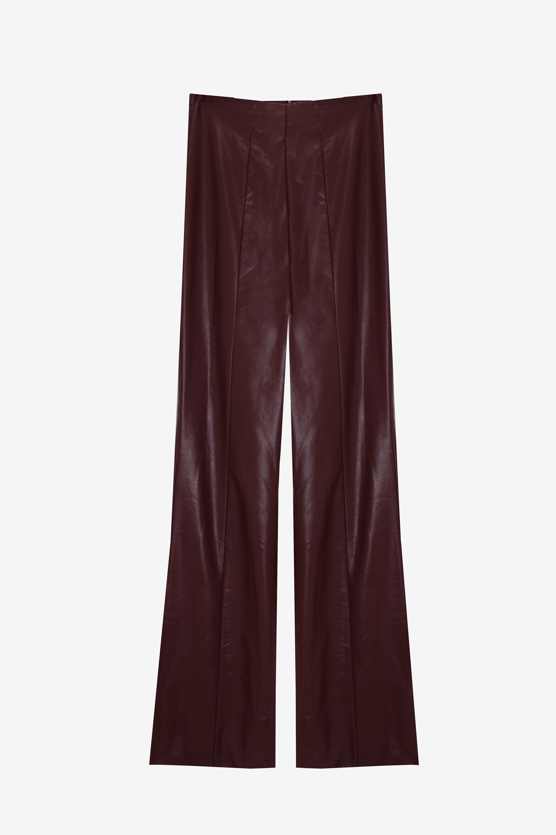 Pantaloni Svasati In Pelle Di Viscosa Burgundy | MARINELLA GALLONI