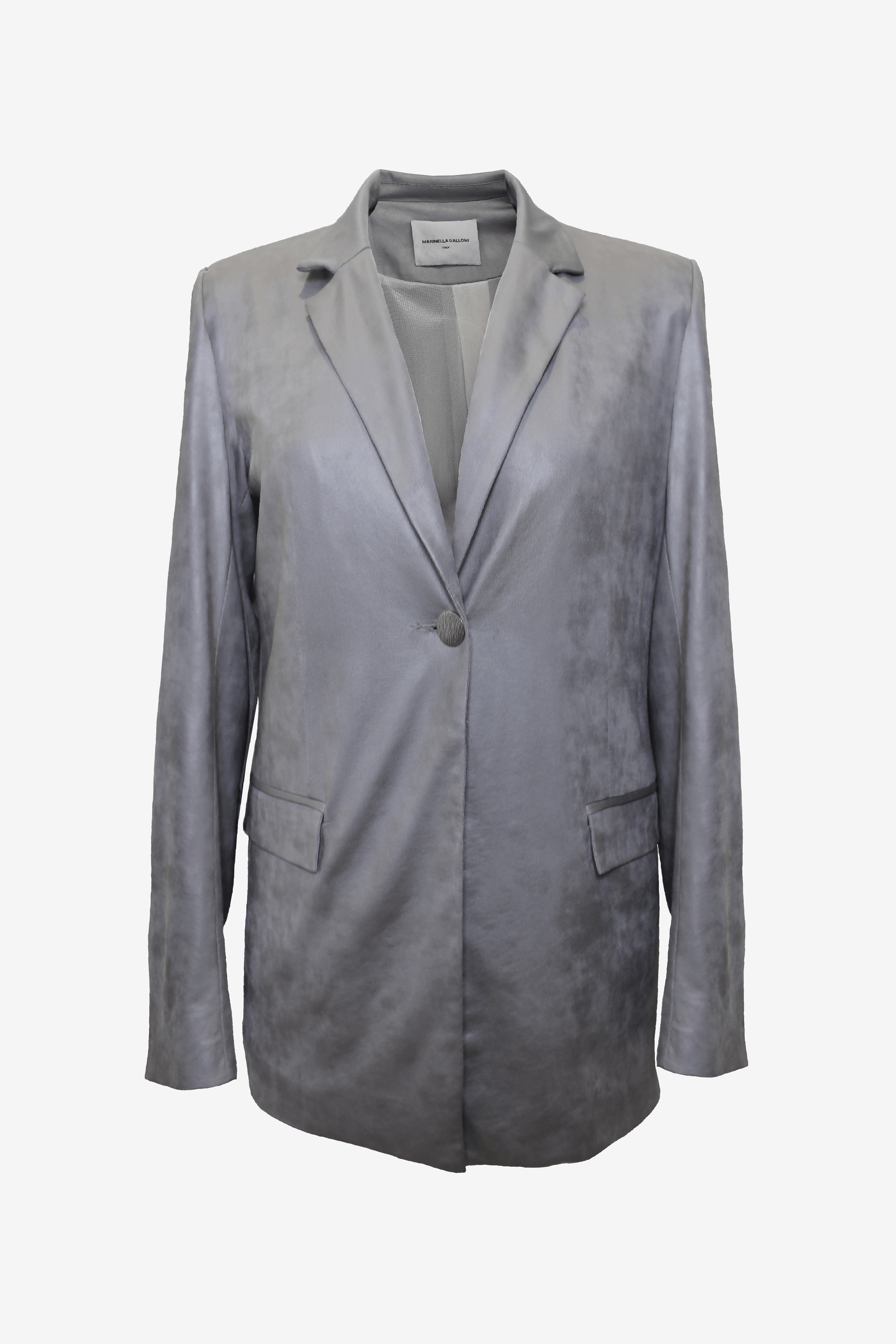 Blazer In Viscosa Silver Effetto Pelle | MARINELLA GALLONI